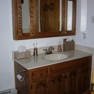 Custom-made bathroom vanity.