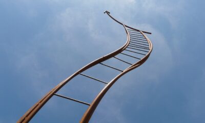 telescoping ladder in use